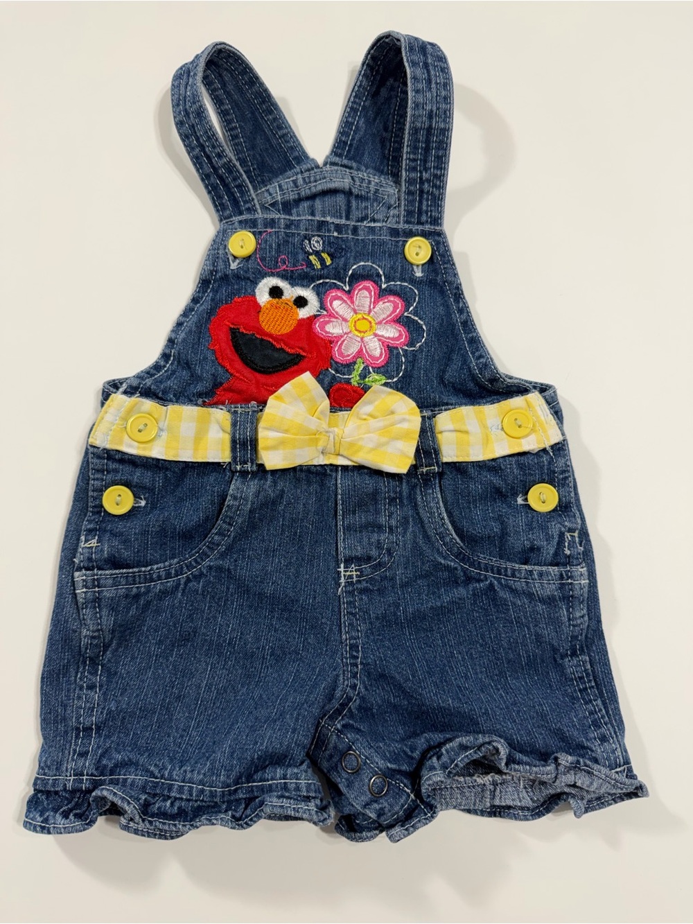Vintage Sesame Street Elmo Denim Overalls 18M Y2K Shortalls